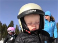 Little Boy Fell Asleep Standing in Skiis video